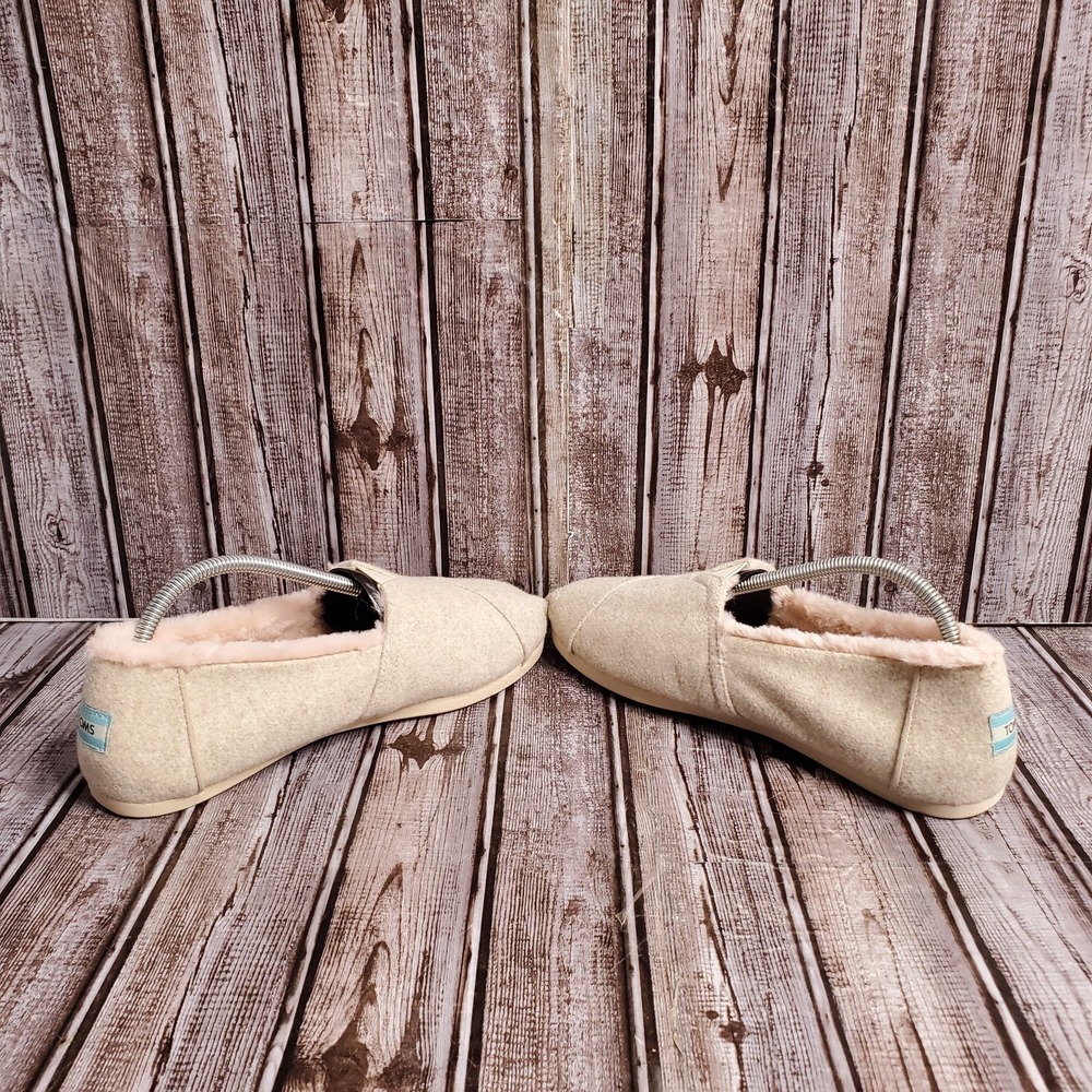 TOMS Women's Alpargata Fleece Faux Fur Slip On Cream Size 11 - Picture 6 of 13